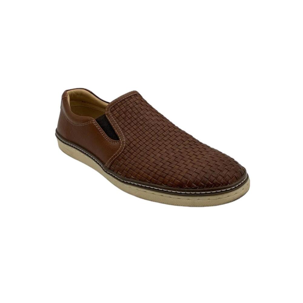 Johnston & Murphy Men's McGuffey Woven Slip on Sneaker Tan Full Grain - Medium